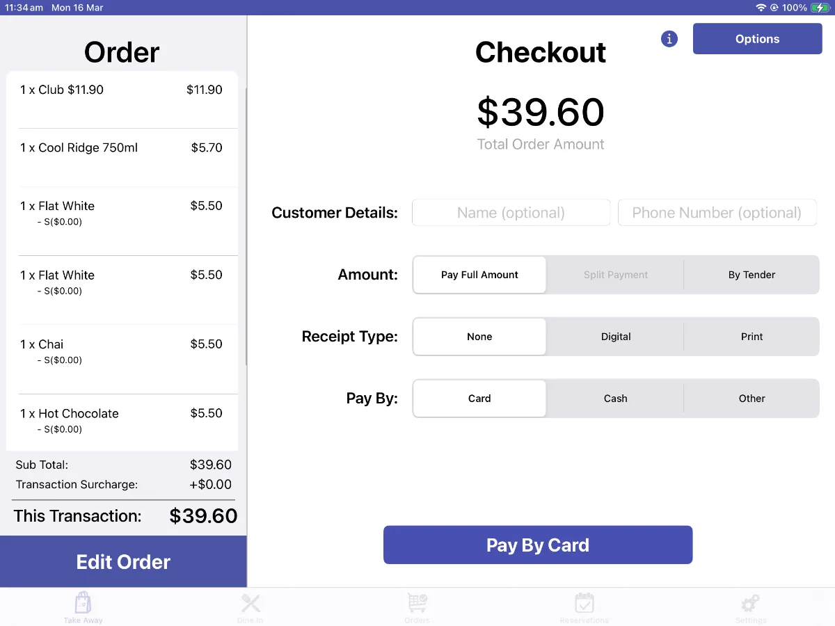 QIKI POS checkout screen