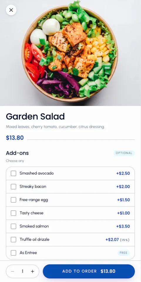 Customer ordering from a venue website on their phone